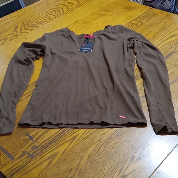 N:PHILANTHROPY Womens SMALL NEW BROWN Long Sleeve DISTRESSED Workout Exercise - Picture 1 of 8